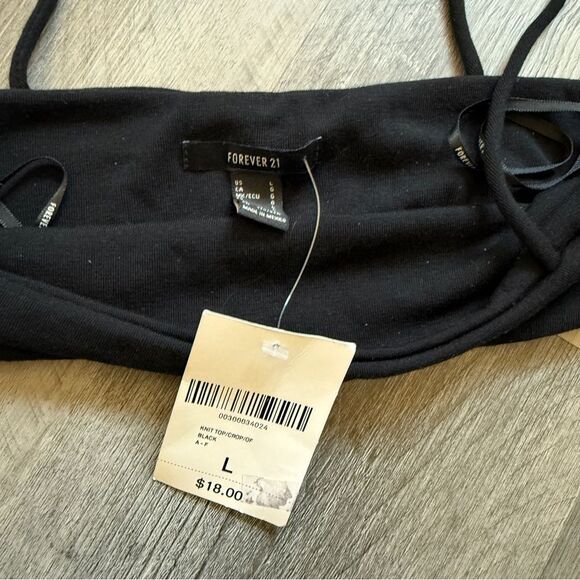 Forever 21 Crop Top NEW Black Long Sleeve Large Stretchy - Picture 5 of 11